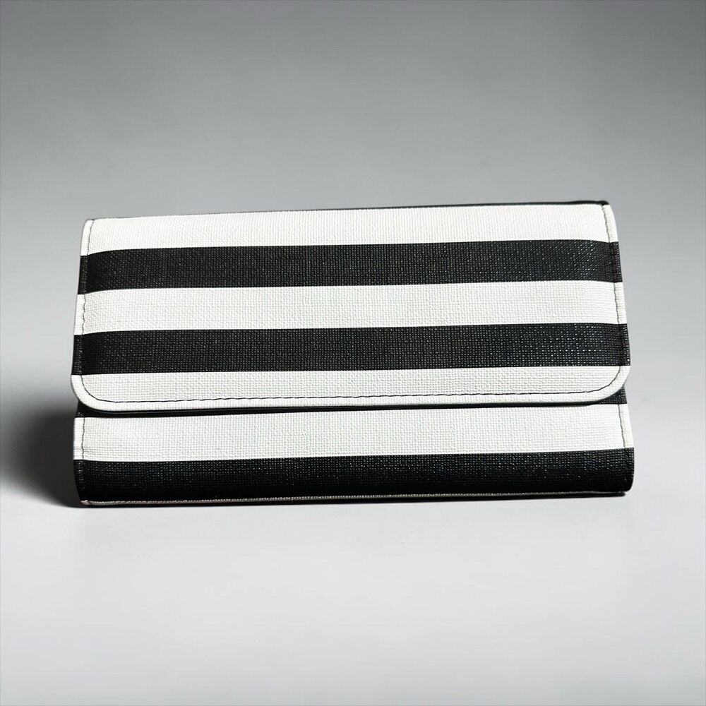 KUT from the Kloth Striped Trifold Wallet Clutch Snap Closure CC Card Holder
